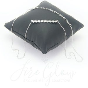 9 Hearts Silver Tone Bar Pendant Necklace